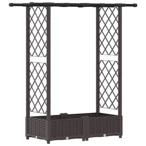 vidaXL H&aelig;vet Bed med Trellis og Tag Brun 122,5 x 40 x 121 cm PP