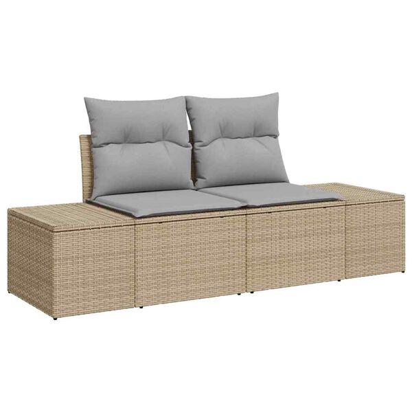 vidaXL Havesofa S&aelig;t med pude 6 pcs Beige polyrattan