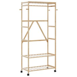 vidaXL t&oslash;jstativ med hylder og hjul 90x40x179,5 cm bambus