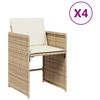 vidaXL havestole 4 stk. med hynder polyrattan beige