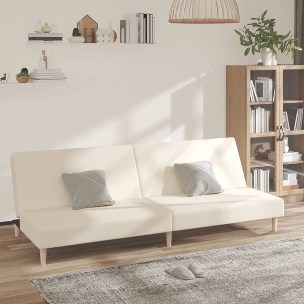 vidaXL 2-personers sovesofa stof cremefarvet