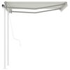 vidaXL markise med stolper 3x2,5 m automatisk betjening cremefarvet