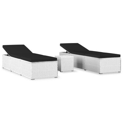 vidaXL loungestole med tebord 3 dele polyrattan hvid