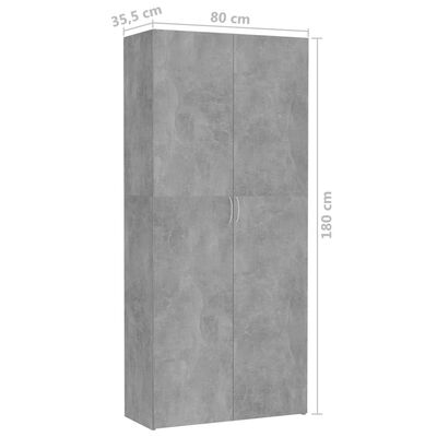 vidaXL opbevaringsskab 80 x 35,5 x 180 cm spånplade betongrå