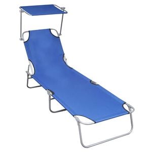 vidaXL foldbar liggestol med baldakin aluminium bl&aring;