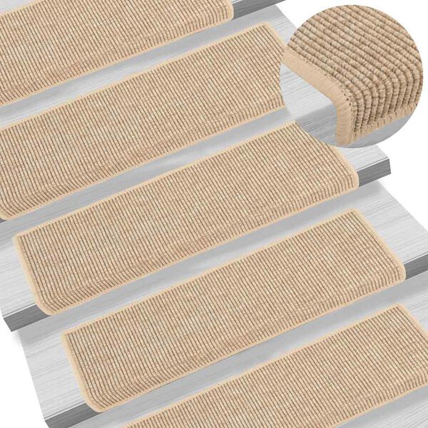 vidaXL trappem&aring;tter 15 stk. 65x21x4 cm lys beige rektangul&aelig;r kant