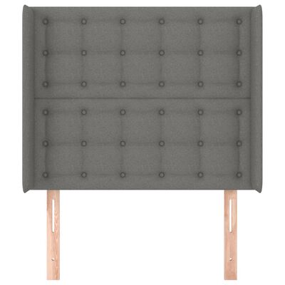 vidaXL sengegavl med kanter 93x16x118/128 cm stof mørkegrå