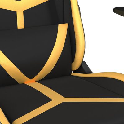 vidaXL gamingstol m. massagefunktion kunstlæder sort guldfarvet