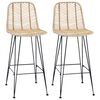 vidaXL Barstol 2 stk. Naturfarvet 44 x 52 x 111 cm Rattan og Jern