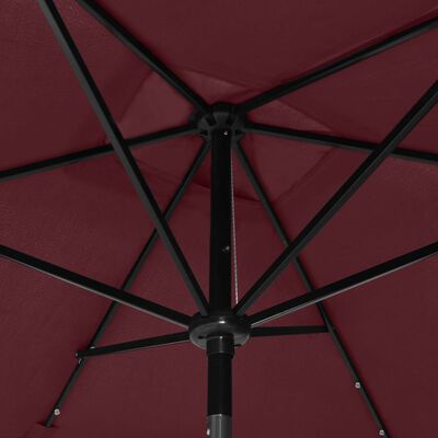 vidaXL parasol med stålstang og LED-lys 2x3 m bordeaux