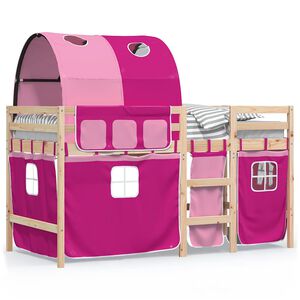 vidaXL h&oslash;jseng med tunnel 90x190 cm massivt fyrretr&aelig; pink