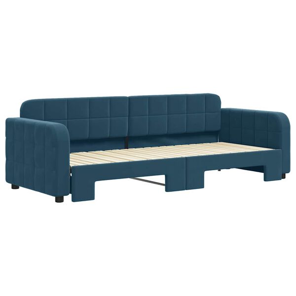 vidaXL daybed med udtr&aelig;k 80x200 cm velour bl&aring;
