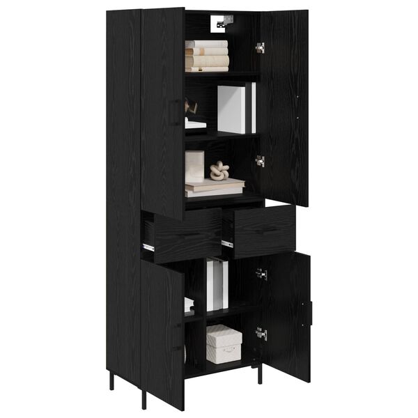 vidaXL Highboard med skuffe Sort eg 69,5 x 34 x 180 cm Konstrueret tr&aelig;