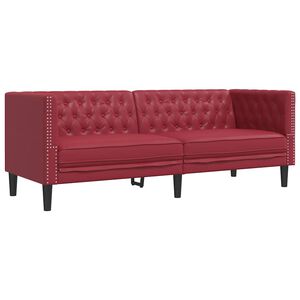 vidaXL 3-personers Chesterfield-sofa kunstl&aelig;der vinr&oslash;d