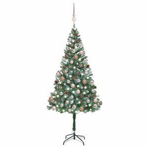 vidaXL juletr&aelig; med lys + julekugler og grankogler 180 cm