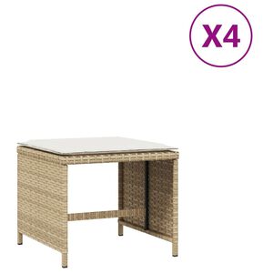 vidaXL haveskamler 4 stk. med hynder 40x40x35 cm polyrattan beige