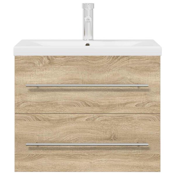 vidaXL møbelsæt til badeværelse 2 dele konstrueret træ sonoma-eg