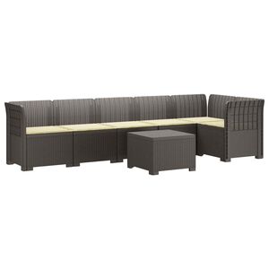 vidaXL 6-personers Have Sofa med Puder Rattan Look PP Lysegr&aring;