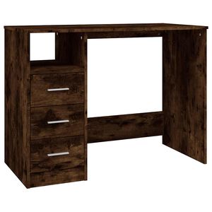 vidaXL skrivebord m. skuffer 102x50x76 cm konstrueret tr&aelig; r&oslash;get egetr&aelig;