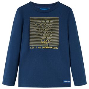 vidaXL Lang&aelig;rmet T-shirt til b&oslash;rn str. 92 marinebl&aring;