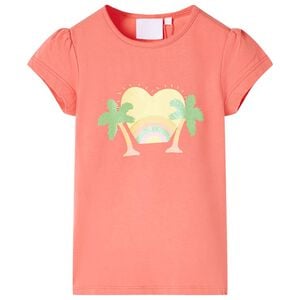 T-shirt til b&oslash;rn str. 92 koralr&oslash;d