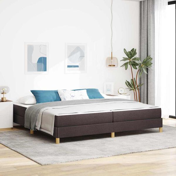 vidaXL Box spring seng M&oslash;rk Brun 200 x 200 cm Stof