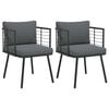 vidaXL havestole 2 stk. med hynder polyrattan sort