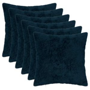 vidaXL Pudebetr&aelig;k 6 stk. HEERLEN M&oslash;rkebl&aring; 30 x 30 cm Faux Kanin Pels