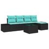 vidaXL Havesofa S&aelig;t 5 stk. Sort og turkis polyrattan