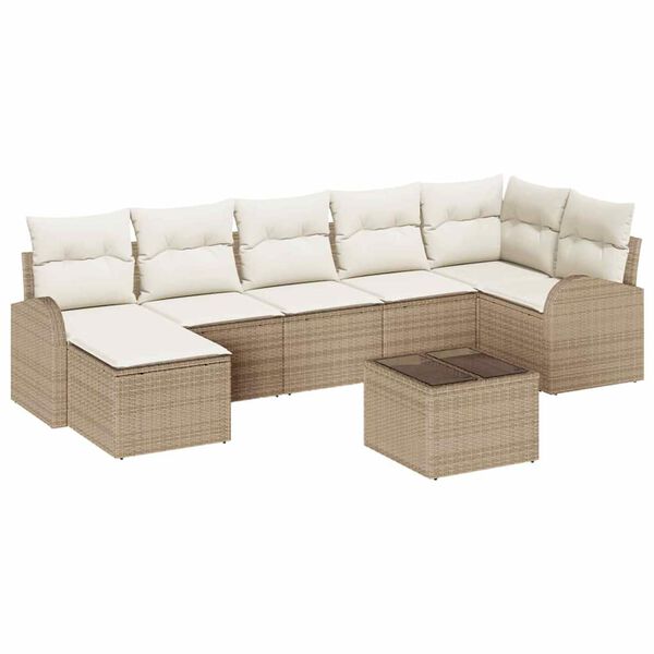 vidaXL Havesofa S&aelig;t 8 pcs Beige Poly rattan