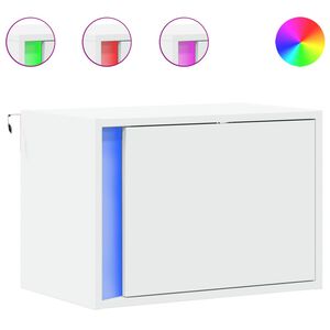 vidaxL v&aelig;gh&aelig;ngt sengebord med LED-lys hvid