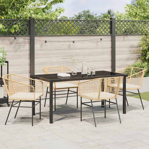 vidaXL Have Spisebordss&aelig;t 5 pcs Brun polyrattan