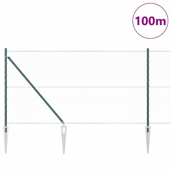 vidaXL Hegnsp&aelig;l Gr&oslash;n 100 x 1 m (50 mm net) St&aring;l og PVC