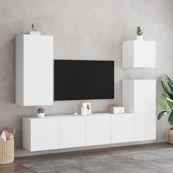 vidaXL væghængt tv-bord 40,5x30x90 cm konstrueret træ hvid