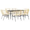 vidaXL 7 dele spisebordss&aelig;t til haven m. hynder polyrattan glas brun