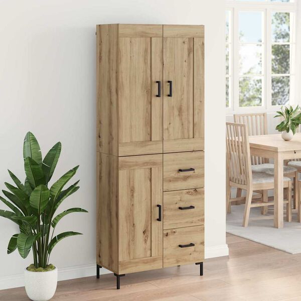 vidaXL Highboard med skuffe 2 pcs Artisan Egetr&aelig; Konstrueret tr&aelig;