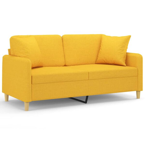 vidaXL 2-personers sofa med puder og hynder 140 cm stof lysegul