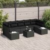 vidaXL Havesofa Sæt 8 pcs Sort Poly rattan