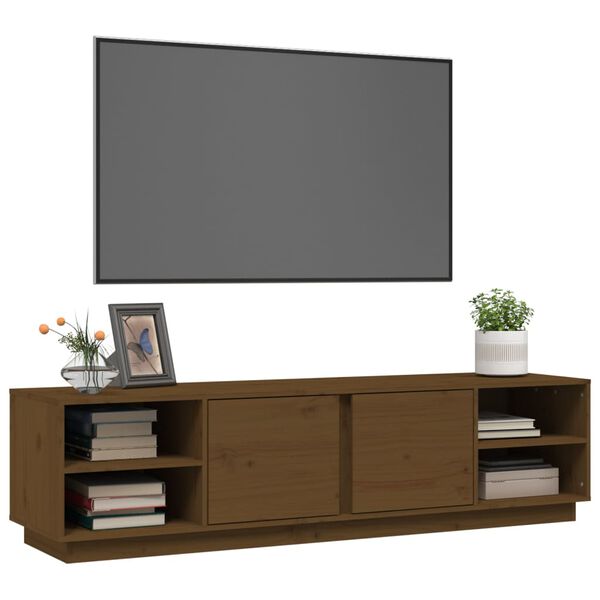 vidaXL tv-bord 156x40x40 cm massivt fyrretræ gyldenbrun