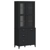 vidaXL vitrineskab VIKEN 80x40x190 cm massivt fyrretr&aelig; sort