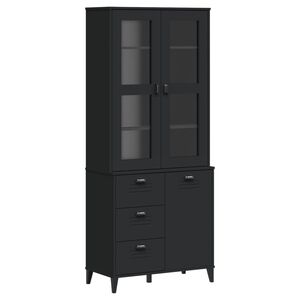 vidaXL vitrineskab VIKEN 80x40x190 cm massivt fyrretr&aelig; sort