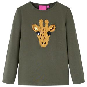 vidaXL Lang&aelig;rmet T-shirt til b&oslash;rn str. 104 kakifarvet