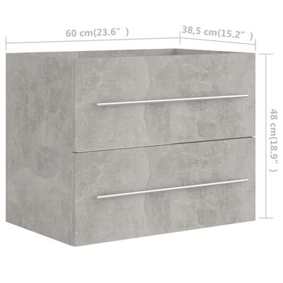 vidaXL badeværelsesmøbelsæt 2 dele konstrueret træ betongrå