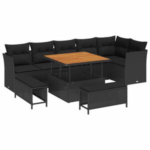 vidaXL Havesofa S&aelig;t 9 pcs Sort polyrattan