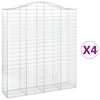 vidaXL buede gabionkurve 4 stk. 200x50x220/240 cm galvaniseret jern