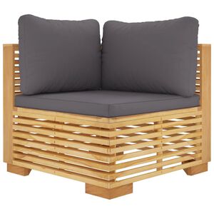 vidaXL hj&oslash;rnemodul til havesofa med m&oslash;rkegr&aring; hynder massivt teak