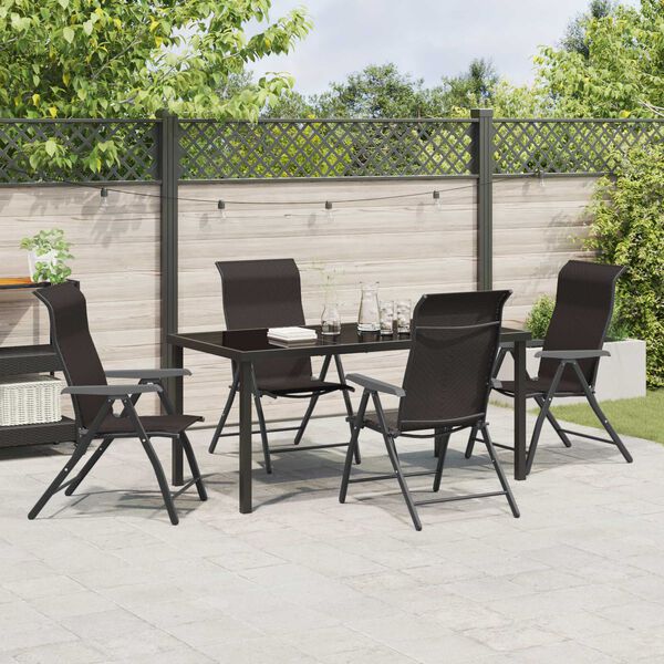 vidaXL Have Spisebordssæt 5 pcs Sort kaffe Poly rattan