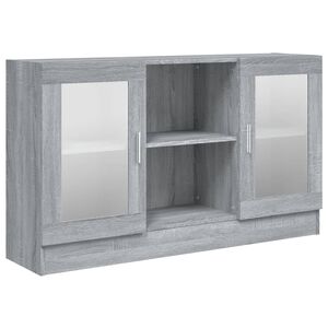 vidaXL vitrineskab 120x30,5x70 cm konstrueret tr&aelig; gr&aring; sonoma-eg