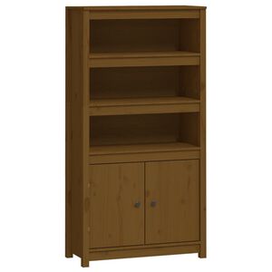 vidaXL skab 80x35x154 cm massivt fyrretr&aelig; gyldenbrun