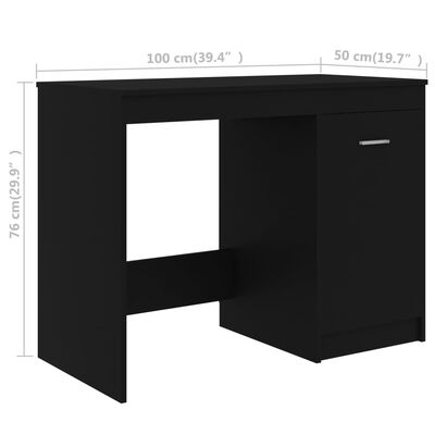 vidaXL skrivebord 140x50x76 cm konstrueret træ sort